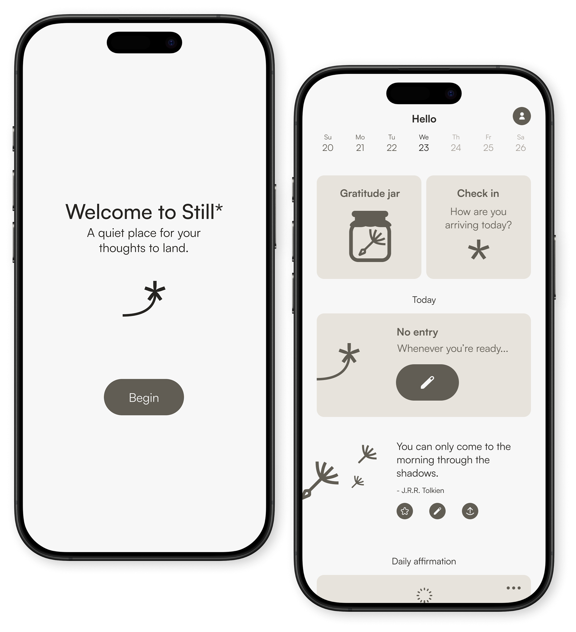 Mockup of Still* app