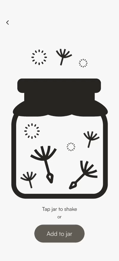 Still* gratitude jar use, adding an entry, and shaking the jar for a gratitude moment