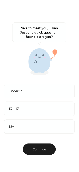 Age input screen