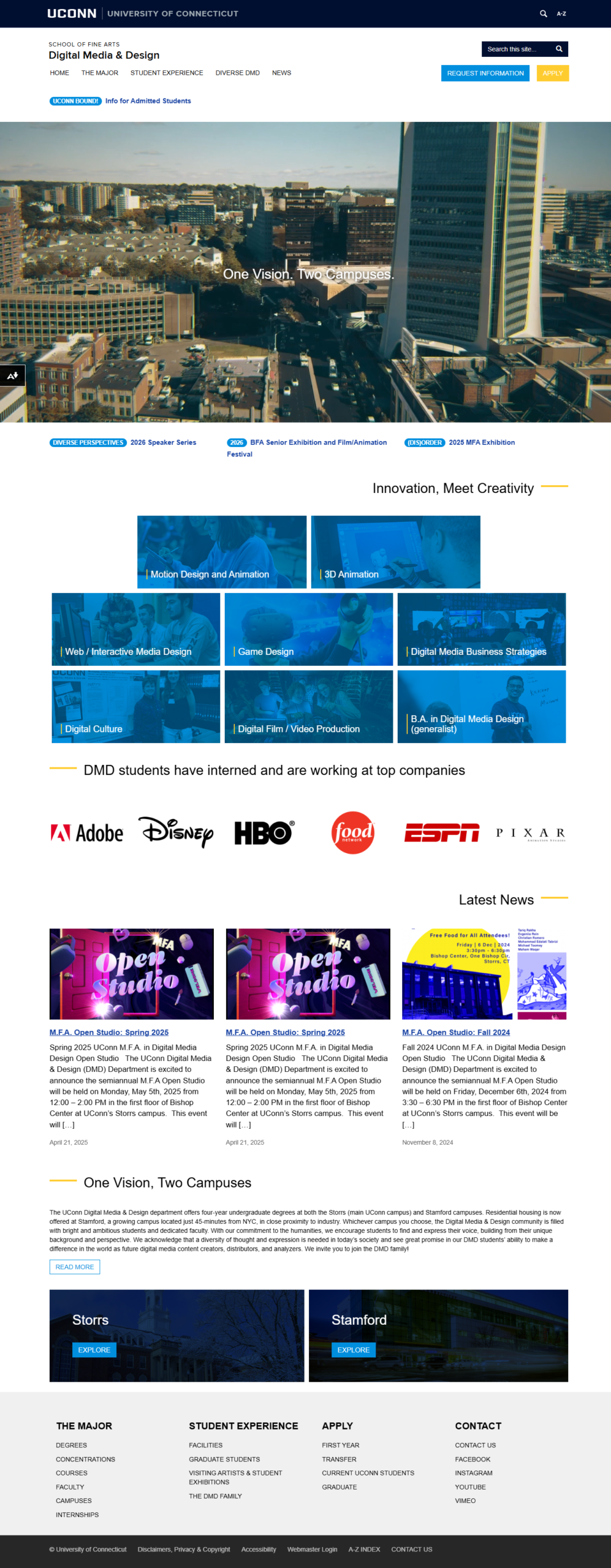 Old UConn DMD website homepage